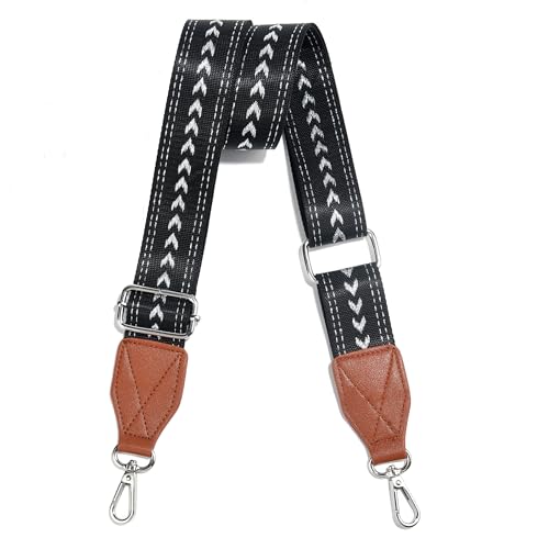 LEMEDE Purse Strap Replacement Crossbody 1.5" Wide Shoulder Strap Adjustable Straps Handbag Strap Replacement Belts - color: Brown-38s-arrow-black(silver)