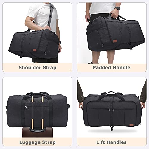 120L Foldable Collapsible Waterproof Travel Duffel Bag for Men and Women - color: Black, size: 120L