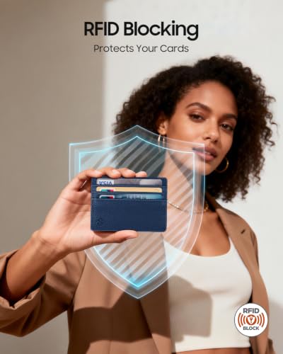 FINTIE Slim Minimalist Front Pocket Wallet RFID Blocking Credit Card Holder - color: Navy