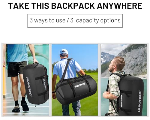 Hulongo Waterproof Duffel Bag Backpack for Men, Black, 40L - color: Black, size: 40L