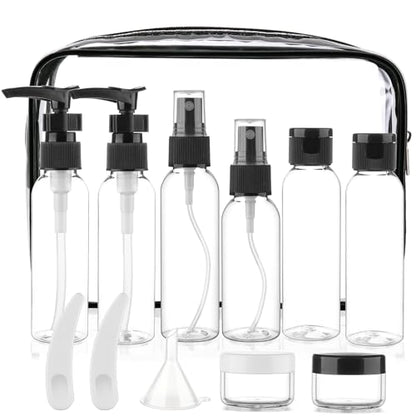 Cosywell 13-Piece 2 oz TSA Approved Travel Bottles for Toiletries Kit - color: Black-13pcs