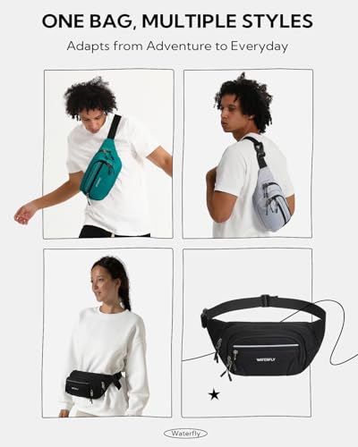 WATERFLY 3.5L RFID Fanny Pack: Anti-Theft 12" Extender Belt for Travel - color: Peacock Blue