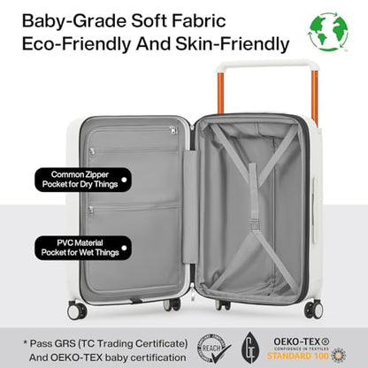 mixi Large Capacity Expandable Carry On Luggage Airline Approved 20'' Lightweight Luggage Wide Handle PC Hardshell Suitcases with Spinner Wheels & TSA Lock, Smoke White - color: Smoke White, size: 20-inch Expandable