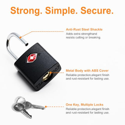 TSA Locks for Luggage with Keys, Luggage Locks TSA Approved - color: Black