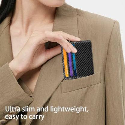 Slim Minimalist Pocket Credit Card Holder Wallet Men - color: Carbon Fiber