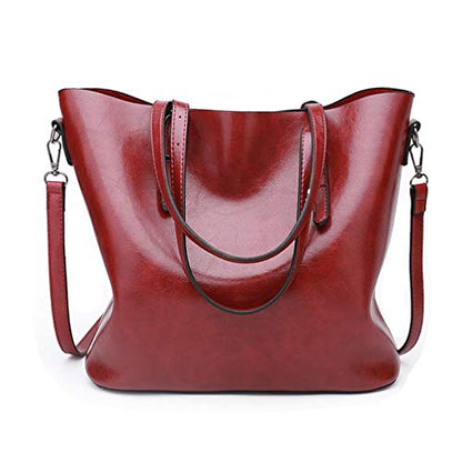 Pahajim Womens PU Leather Tote Handbag Shoulder Purse with Crossbody Strap - color: 2red