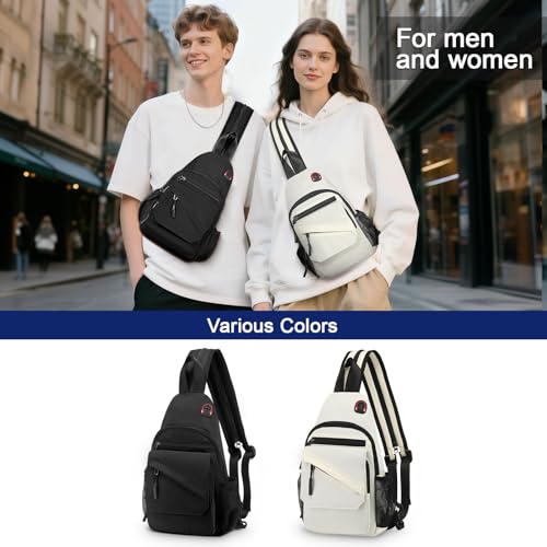Sling Bag for Men Women,Convertible Crossbody Backpack Chest Bag - color: Black, size: Large