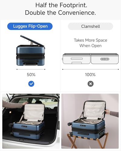 LUGGEX Top Opening Expandable Carry On Luggage, Blue, 20" - color: Blue, size: 20 Inch Expandable