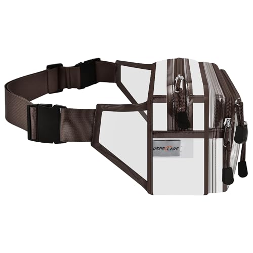 USPECLARE Clear Fanny Pack Stadium Approved Large Multi-Purpose Waist Bag - color: Chocolate, style: 1-pack-pvc
