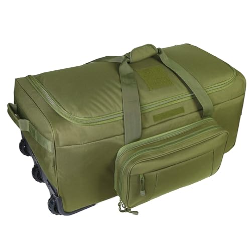 Military Wheeled Deployment Bag Large Tactical Heavy Duty Duffel Bag 124L - color: Green