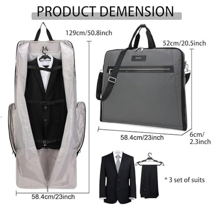 BESMART Garment Bags for Travel, 51" Large Suit Bag for Business Trips - color: Grey