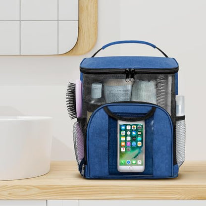 Attmu Mesh Shower Caddy Portable Dorm Room Essentials, Toiletry Tote Bag - color: Blue