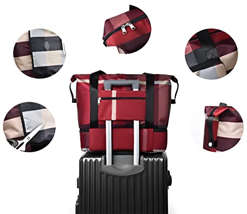NWLR Foldable Travel Duffel Bag with Shoe Compartment Carry-On Bag B-Black - color: B-Black
