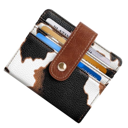 Small Wallets for Women Slim Minimalist Bifold Credit Card Holder - color: Cow Print