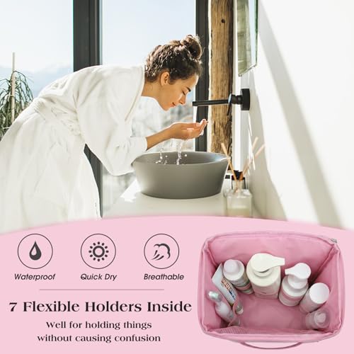 Attmu Mesh Shower Caddy Portable Dorm Room Essentials, Toiletry Tote Bag - color: Light Pink
