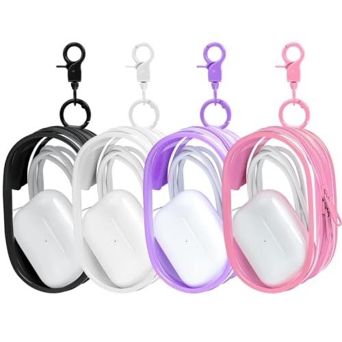 Linsaner 4 Pack Transparent Tech Pouch Storage Bags, Model A - color: C1-Pink + Purple + Black + White