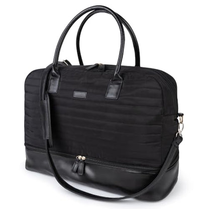 MyMealivos Canvas Weekender Bag Travel Duffel Shoe Compartment Overnight - color: Black