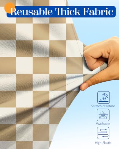 Slohif Classic Khaki Checkered Luggage Cover with Storage Pocket 24-27 inch - color: Light Khaki Checkered, size: M-(24-27)Inch