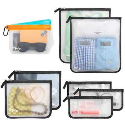 (re)zip Reusable Zippered Travel Organizer, Lightweight, 9-Piece, Black - size: 9 piece