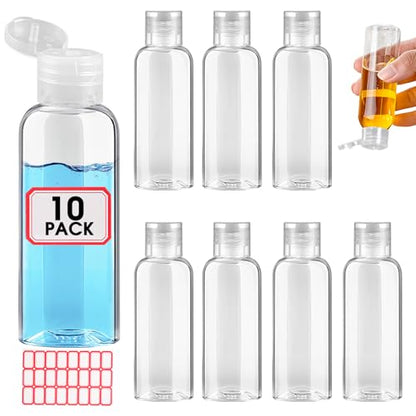 10pcs Empty 3.4 oz Travel Bottles with Flip Cap for Liquids Lotion - color: Clear Bottle (Clear Cap), size: 10 Packs