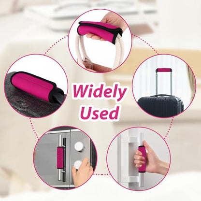 2Pack Luggage Handle Wraps for Suitcase,Rose Red Soft Luggage Identifiers for Suitcases,Travel Essential Bag Handle Wrap,Neoprene Material Suitcase Handle Wraps for Traveling - color: Pink