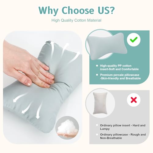 vocheer Small Pillow with Removable Cover, 11"x 7" Tiny Travel Pillow 1PC - color: Sage-1pc