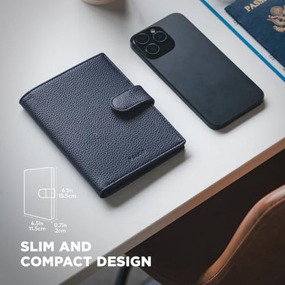VULKIT Dual Passport Wallet for RFID 2 Passports Holder - color: Navy