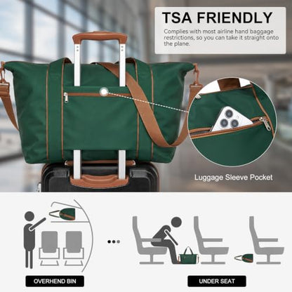 Kono 3-Piece Set 20in Expandable Carry-On Hardshell TSA Lock Green - color: Green/Brown, size: Carry-on travel set (db/tb/20")