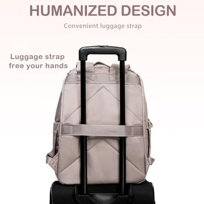 VANKEAN 17.3Inch Laptop Backpack for Women Large Capacity - color: Quilted Light Dusty Pink/Grey Purple, size: 17.3 Inch