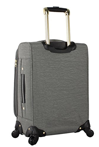 Steve Madden Designer Luggage Collection - 3 Piece Softside Expandable Lightweight Spinner Suitcase Set - Travel Set Includes an Under Seat Bag, 20-Inch Carry on and 28-Inch Checked Suitcase, - color: Peek-a-boo Grey