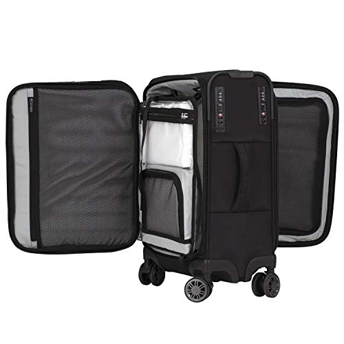 M&A Dual Opening Wide Trolley Carry-On Luggage, Black, 22-Inch - color: Black, size: Carry-On 22-Inch