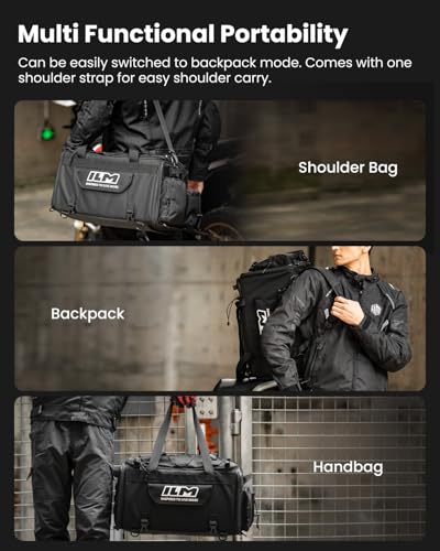 ILM Motorcycle Tail Bag 50-70L Expandable, Rain Cover Included Model BL02