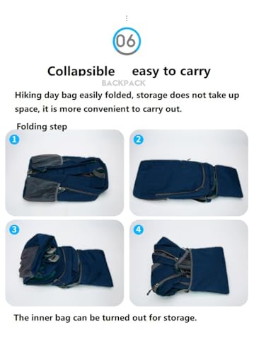 Ultra Packable Hiking Backpack, Foldable Travel Daypack, 25L - color: Dark Blue