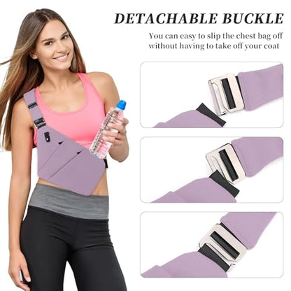 Anti Theft Crossbody Travel Bag - Multi-pocket Shoulder Bag with Adjustable Strap,Slim Sling Bag for Women Men - color: Lavender-left Shoulder