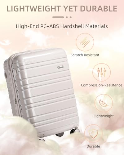 LARVENDER Carry on Luggage Sets 3 Piece, 20 Inch Suitcase, Glossy Champagne - color: Glossy Champagne (XL-BP), size: 3 Piece Set (Backpack/TB/20)