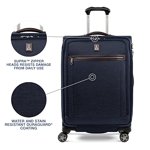 Travelpro Platinum Elite Checked Luggage Spinner, True Navy, 25-Inch - color: True Navy Blue, size: Checked-Medium 25-Inch