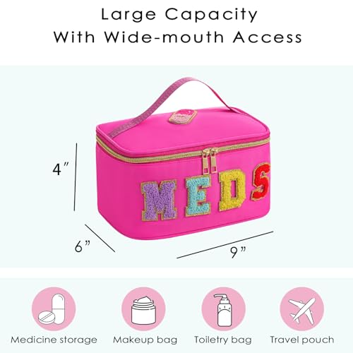 uekeboag Chenille Letter MEDS Nylon Makeup Bag(15Hot Pink) - color: 15Hot Pink