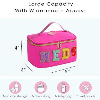 uekeboag Chenille Letter MEDS Nylon Makeup Bag(15Hot Pink) - color: 15Hot Pink