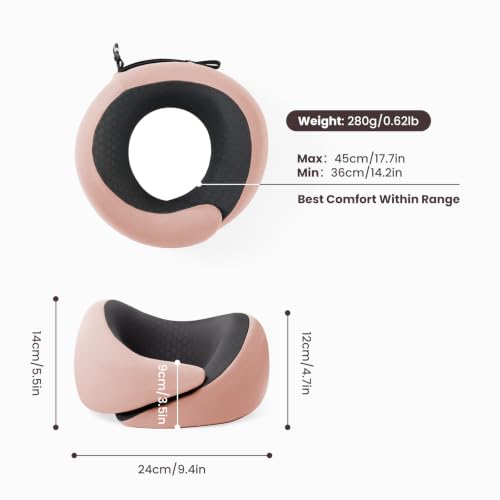 Dream Valley Neck Travel Pillow, Memory Foam,Cooling, Light Pink - color: Light Pink, size: Standard