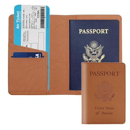 Cnycmy Passport Holder for Travel,Passport Cover Case with RFID - color: Simplicity-Brown