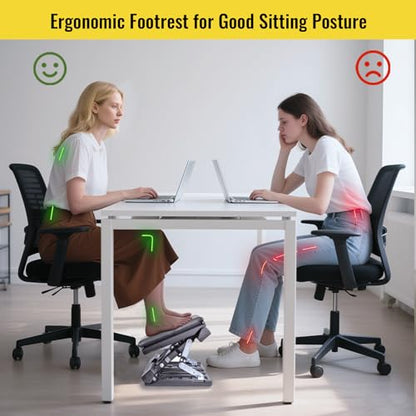 Foot Rest for Under Desk at Work Enlarged, Ergonomic Footrest with Adjustable Height and Angle, Foldable Foot Stool with Removable Pad Massage Beads for Office Gaming Chair Gray - color: Gray Plus