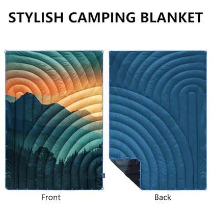 Puffy Camping Blanket,Mini Camp Blanket Outdoor Camping Quilt Waterproof - color: Cyan, size: 39x55"