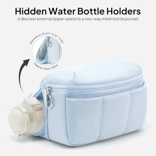 TOPEAST Fanny Pack for Women 3.5L Waist Pack with Water Bottle Holder, Light Blue - color: Baby Blue