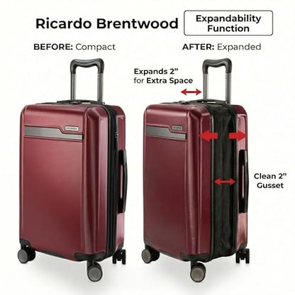 Ricardo Beverly Hills Brentwood Hardside Luggage Collection – Expandable Suitcases with Wheels and TSA Lock, 21" Carry-on with Smartstand, Crimson - color: Crimson, size: Carry-On 21-Inch