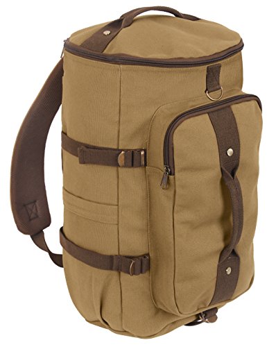 Rothco Convertible Canvas Duffle Backpack – Outdoor Camping Weekend Travel Bag 30L - color: Coyote Brown