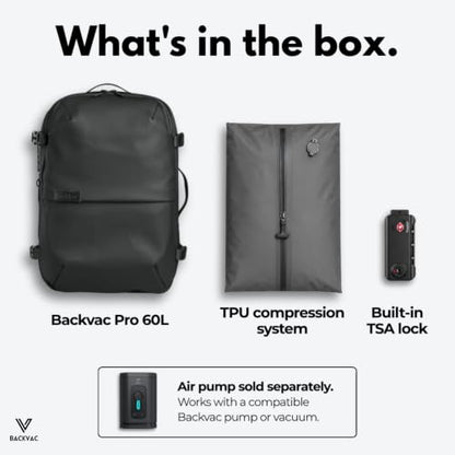 Travel Backpack 60L Expandable Air Compression System Water Resistant TSA Lock Carry-On Suitcase Luggage (Air Pump Not Included) - color: Olive Green