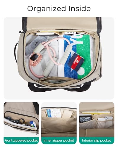 BAGSMART 4-IN-1 Gym Bag for Women Men, TSA Duffle Bag for Travel - color: Camel