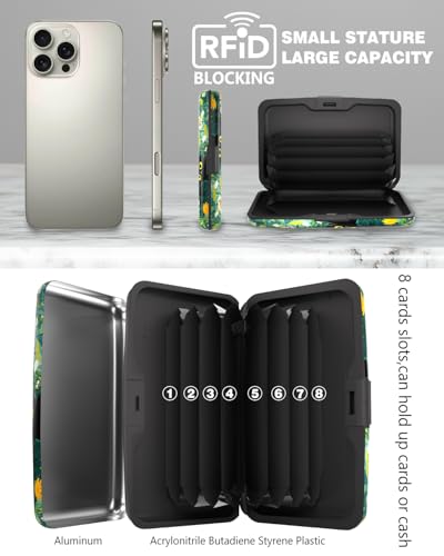 Maicican Credit Card Holder, Mini RFID Blocking Aluminum Wallet - color: Grassland and Cats