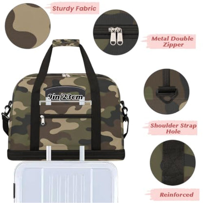 Camo Travel Duffle Bags With Shoes Compartment Weekender Overnight Bag - color: print 15