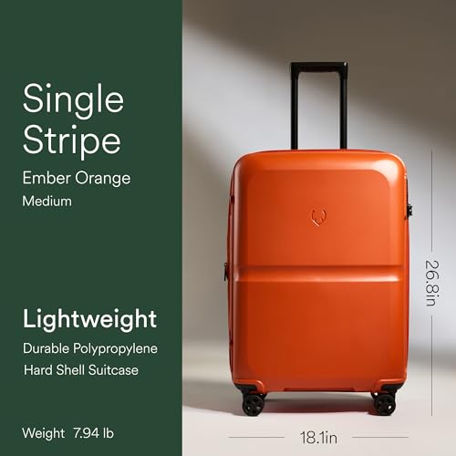 ANTLER - Single Stripe Hardside Luggage 26 Inch Checked-Medium Suitcase - Durable, Lightweight & Expandable, 4 Spinner Wheels - Adjustable Handle, TSA Lock - Ember - color: Ember, size: Medium
